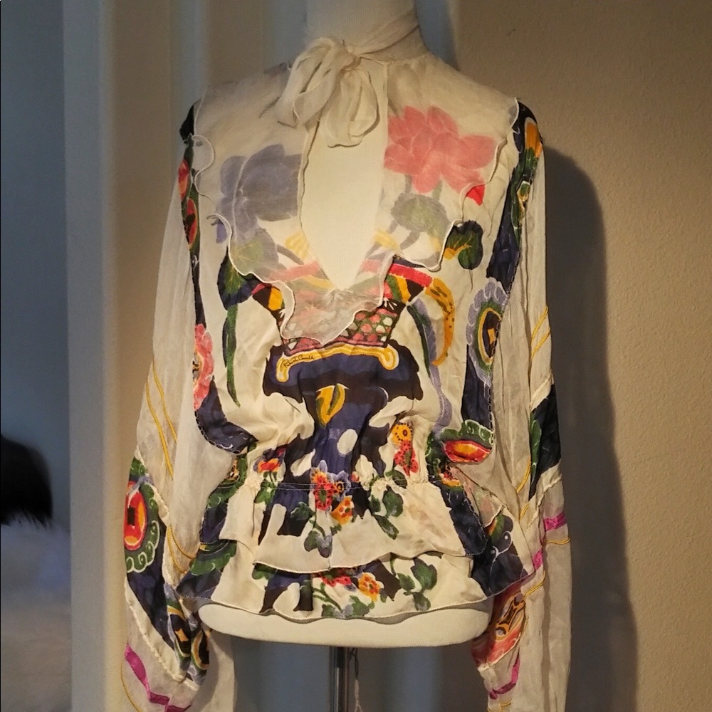 Roberto Cavalli NWT Floaty Ruffle Cinched Blouse